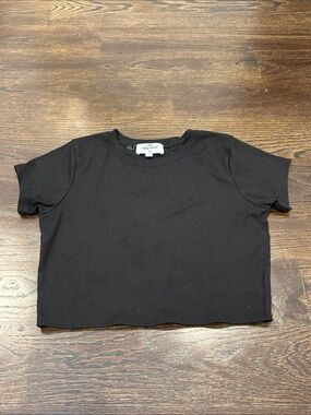 Sls Apparel Girls Black Short Sleeve Cropped Tee Size Large
